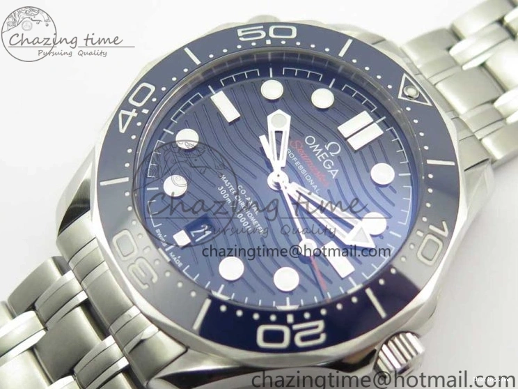 0725 2018 Seamaster Diver 300M OMF Best Edition Blue Ceramic Blue Dial on SS Bracelet A8800 (Black Balance Wheel) ZeroBulk 7957